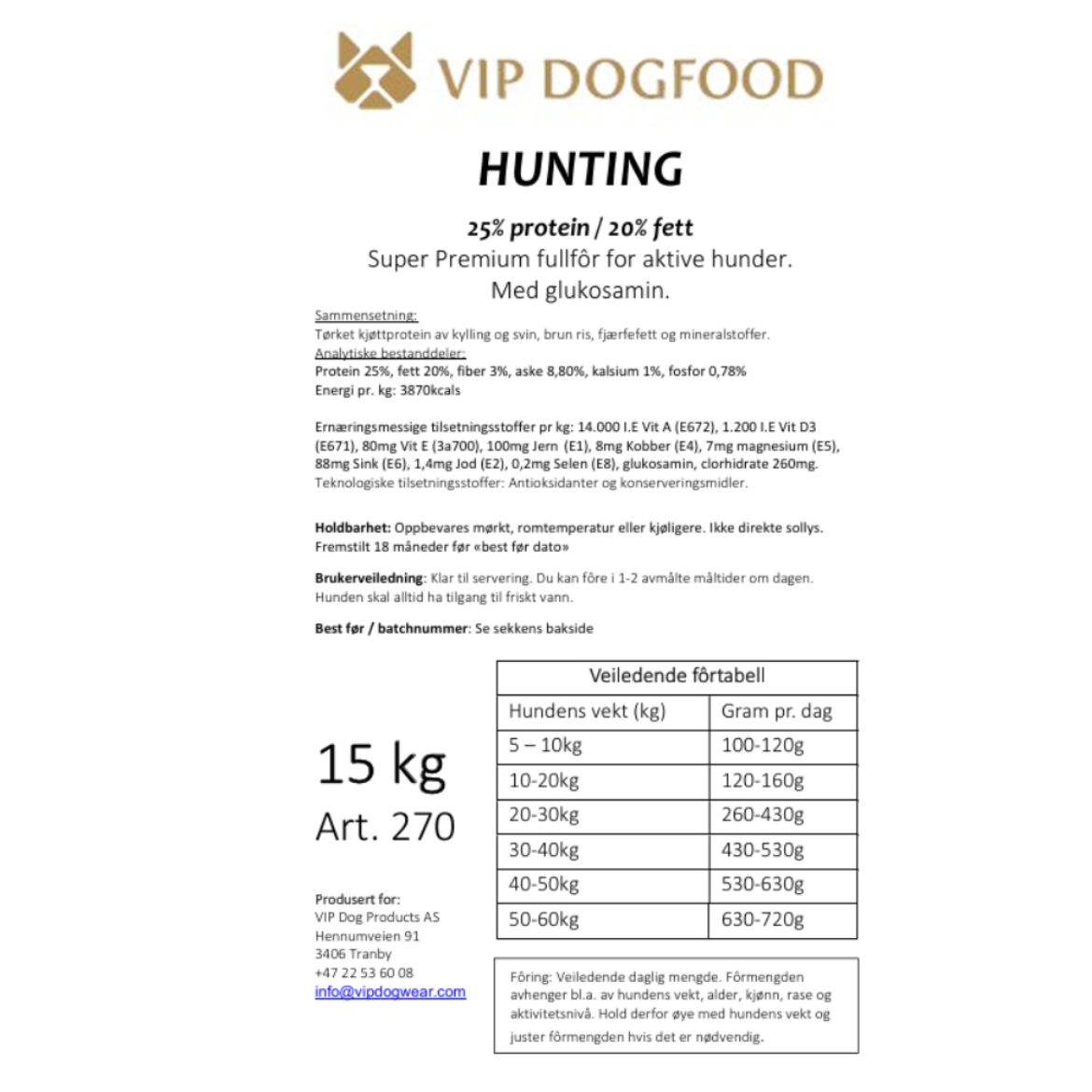 Bilde av VIP Dogwear Hunting 15 kg 